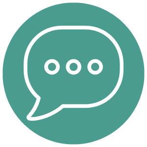 Chat bubble in teal circle. Cradira's community that gets it.